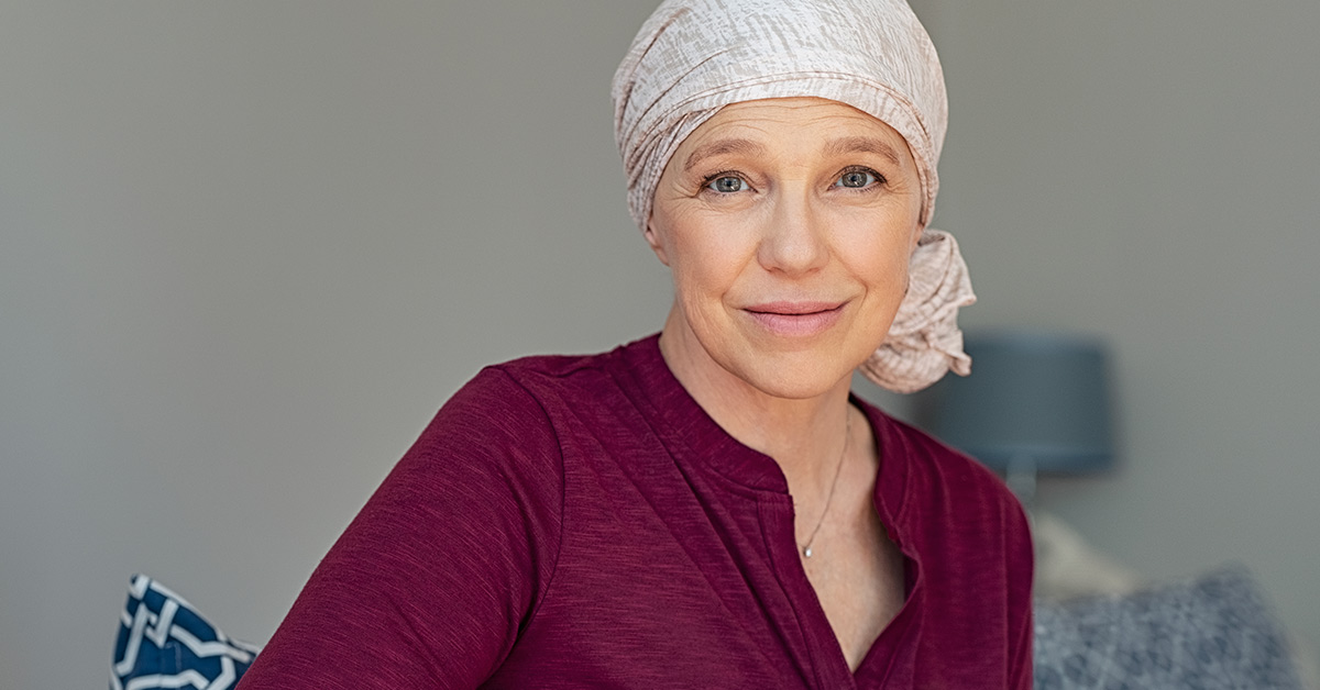 woman with a bandana on her head