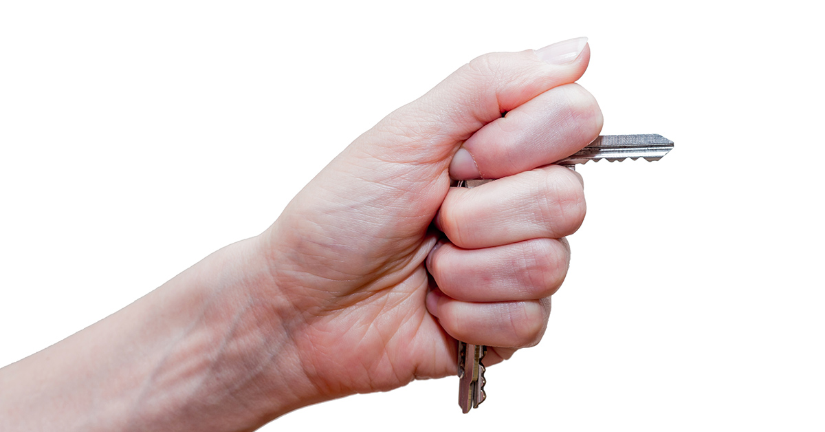hand holding keys in self defense