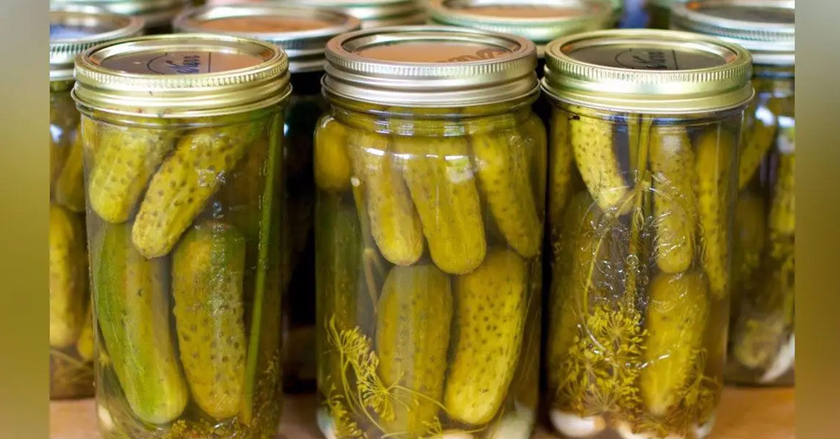 multiple mason jars of pickles