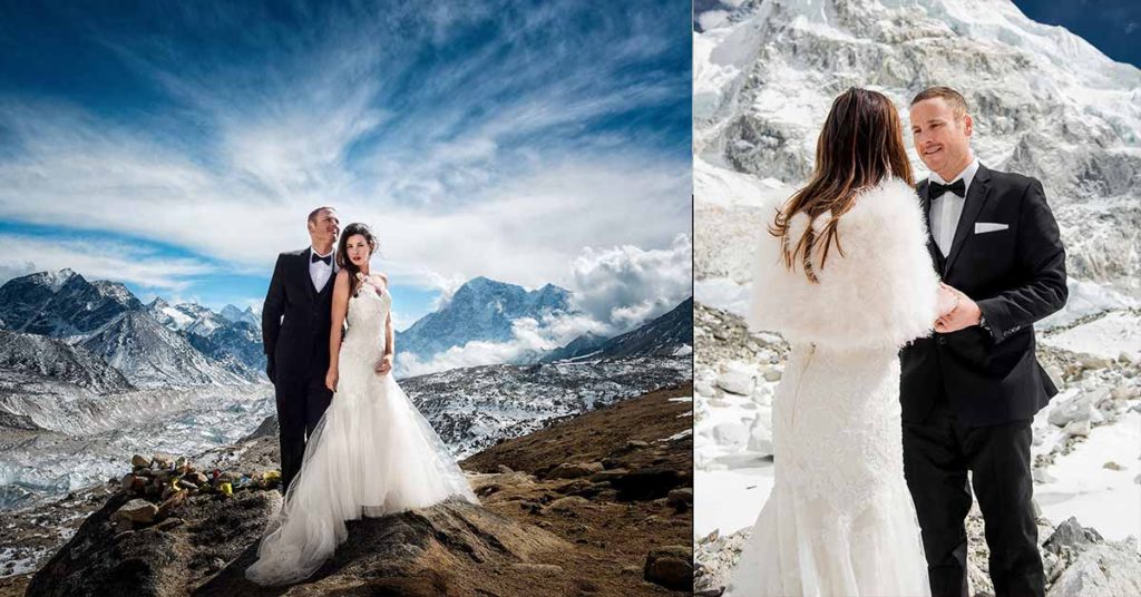 After Trekking For 3 Weeks, This Couple Gets Married On Mount Everest And Their Photos Are Sensational - Featured image