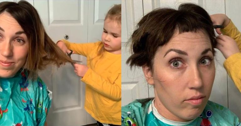 Mom Who Was About To Start Chemo Let Her 4-Year-Old Daughter Give Her a Haircut - Featured image