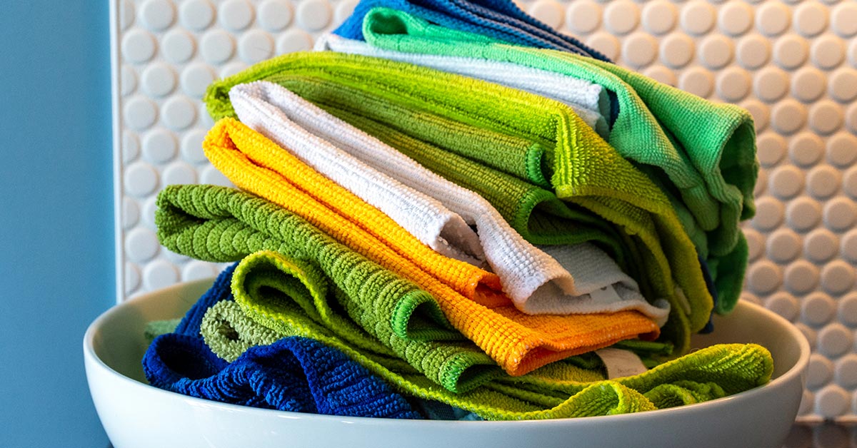 stack of folded colourful cloths