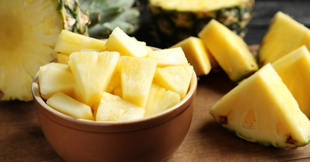 pineapple chunks in a bowl
