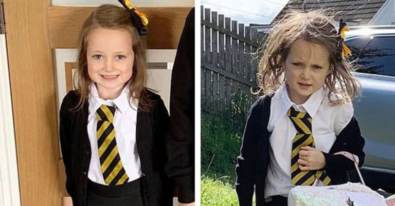 Before-And-After School Photos Of This Five-Year-Old Will Have You in Stitches - Featured image