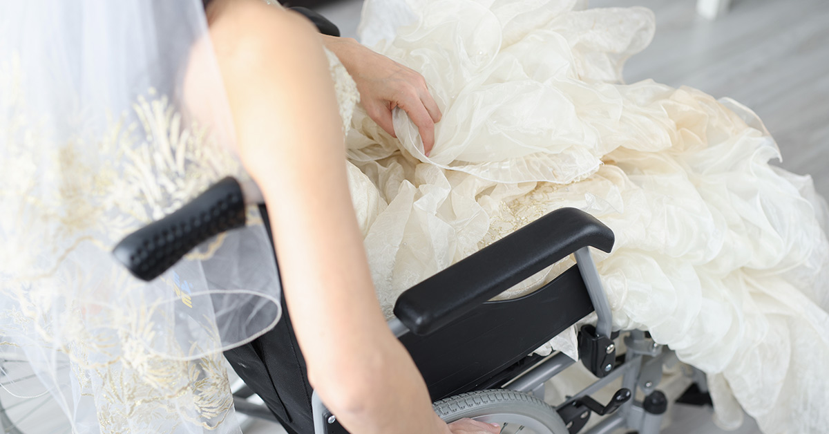 bride in a wheel chair