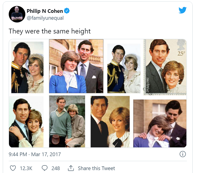 A Twitter post showing Various image of Princess Diana and Prince Charles. 