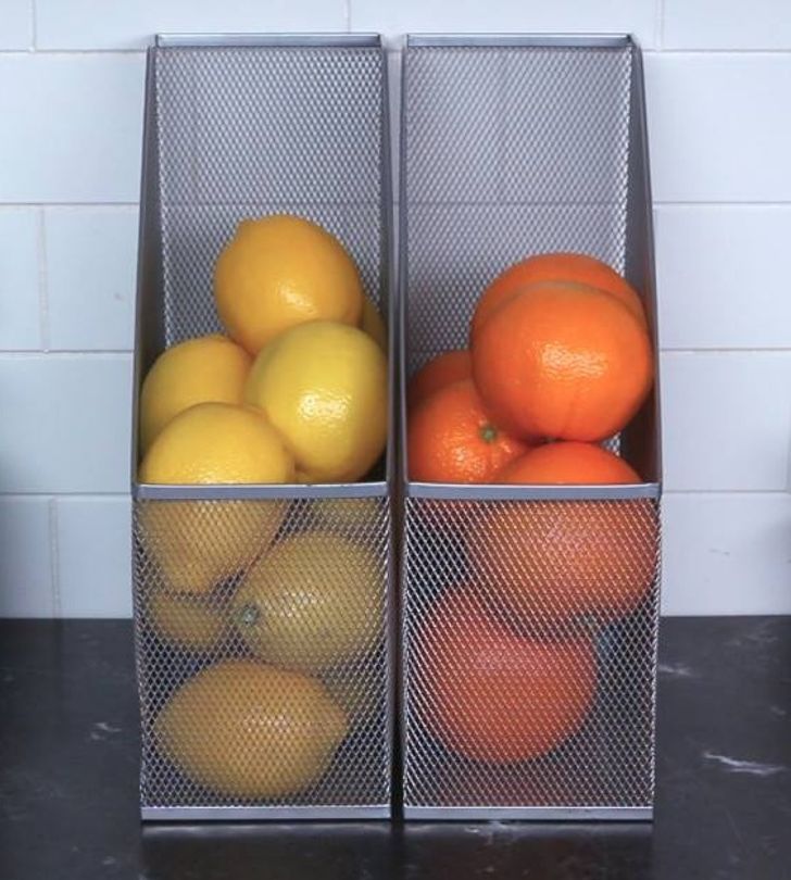 Magazine holders for fruit storage.