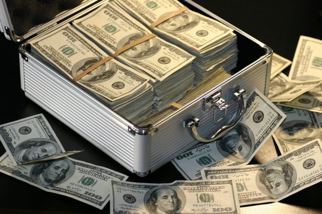 metal box filled with cash
