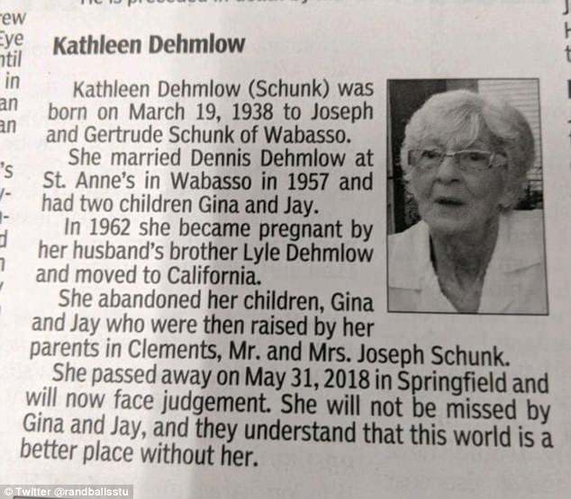 The obituary of Kathleen Dehmlow as it appeared on the Redwood Falls Gazetter.