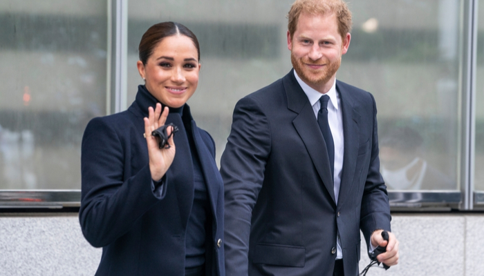 New York, NY - September 23, 2021: The Duke and Duchess of Sussex, Prince Harry and Meghan visit One World Observatory on 102nd floor of Freedom Tower ofWorld Trade Center