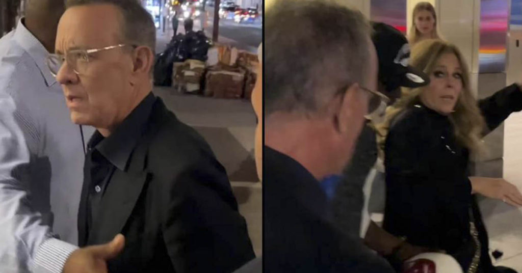 Tom Hanks Angrily Rushes To Protect Wife After Fans Knock Her Over