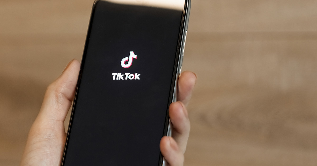TikTok logo on a smartphone display