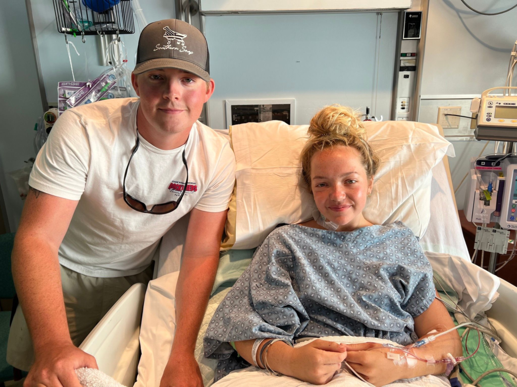 Addison Bethea, 17, of Perry, Fla., shown here with her brother, is recovering at TMH following a shark attack on Thursday, June 30, off the coast of Keaton Beach.