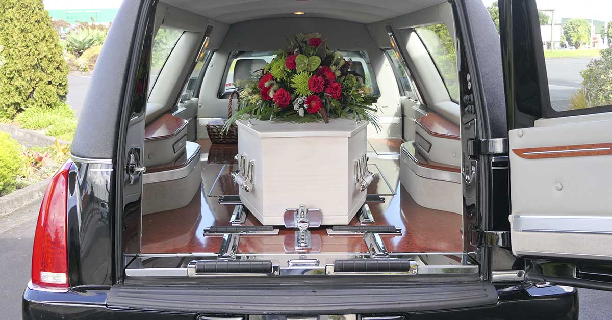 casket in back of hearse