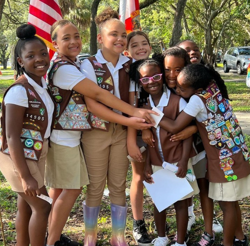 Girl Scouts making friends