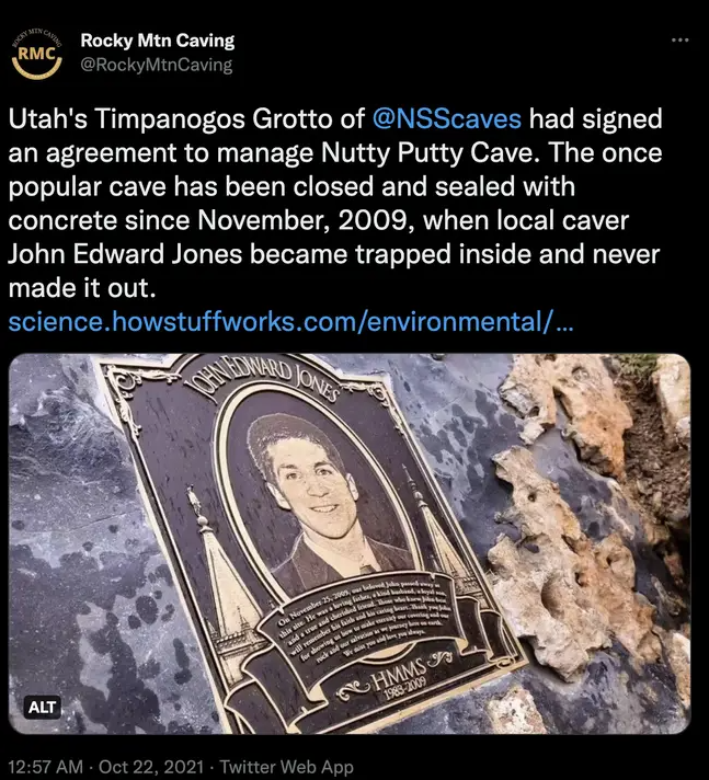 Trolled: In November 2009, Utah caver John Jones lost his life in Nutty Putty Cave. Today, rescue organizations still talk about the failed rescue effort.