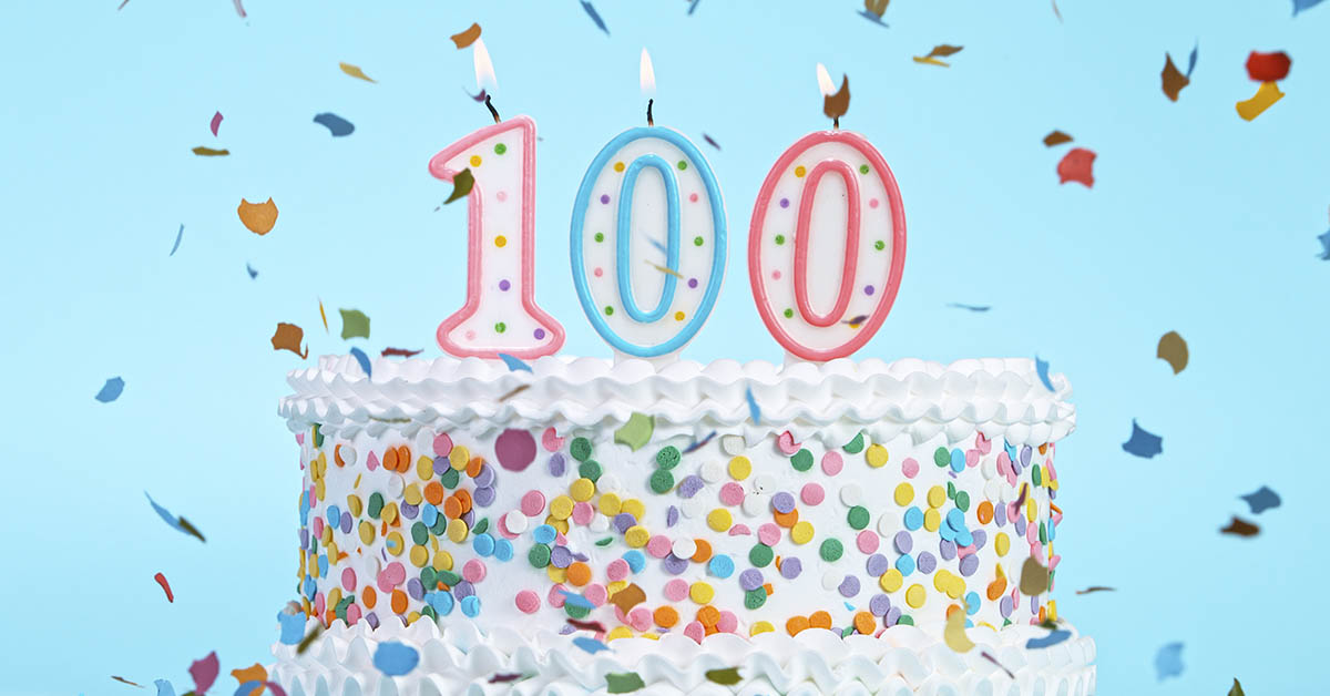 100 on a birthday cake