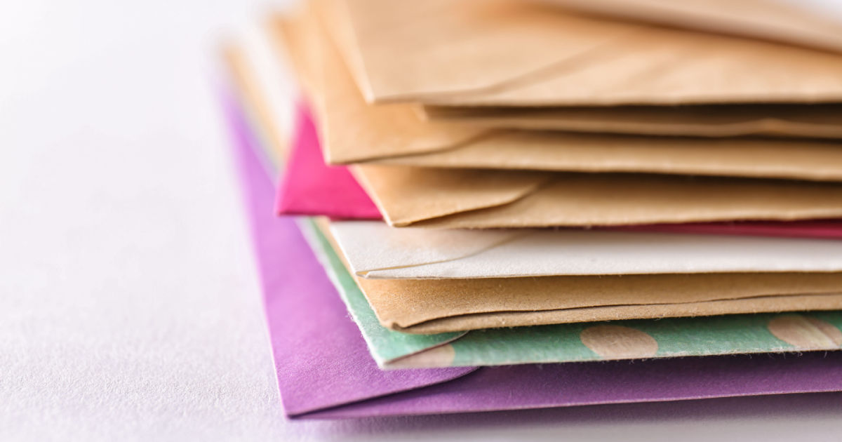 stack of colourful envelopes