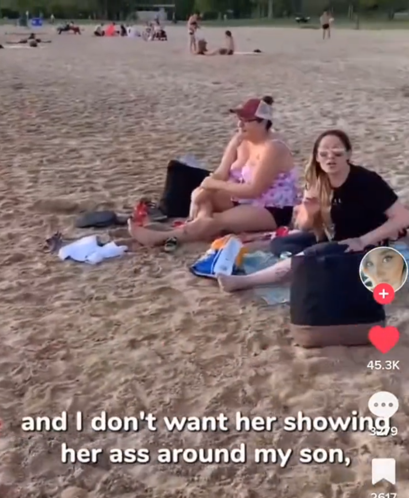 Woman complaining about a teen wearing a bikini