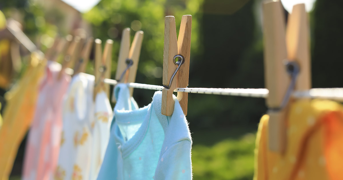 clothes on a line being air-dried