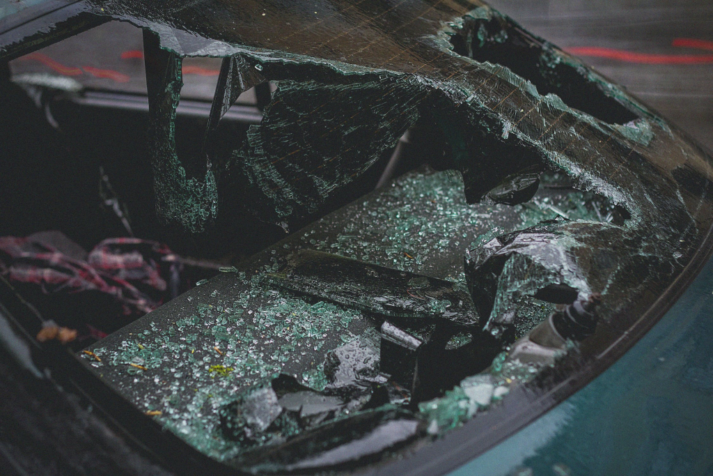 shattered windscreen