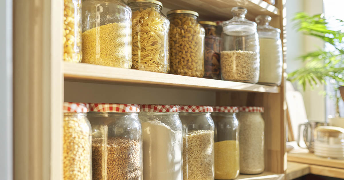 pantry filled with jars of bulk foods