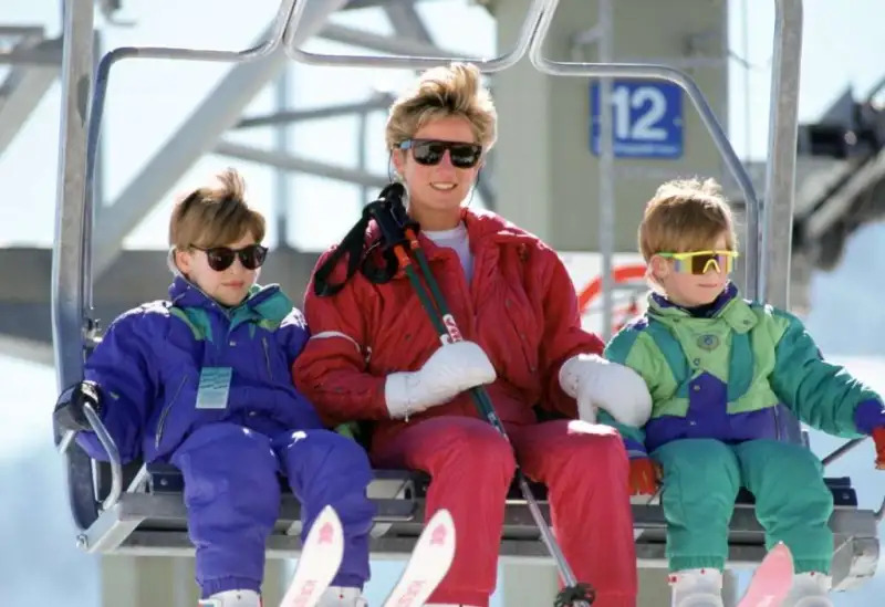 A ski trip with her sons, Prince William and Prince Harry.