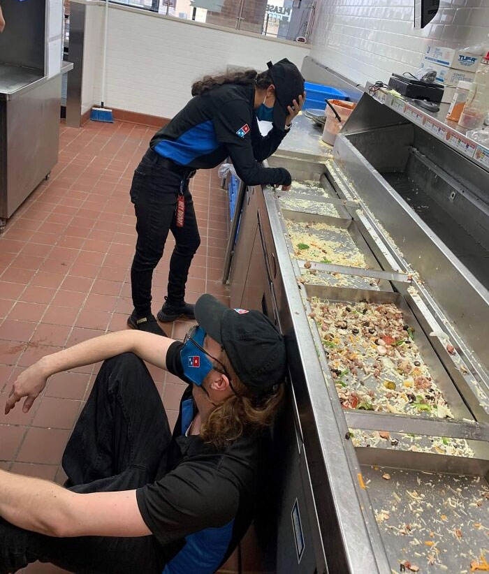 Tired Dominoes workers