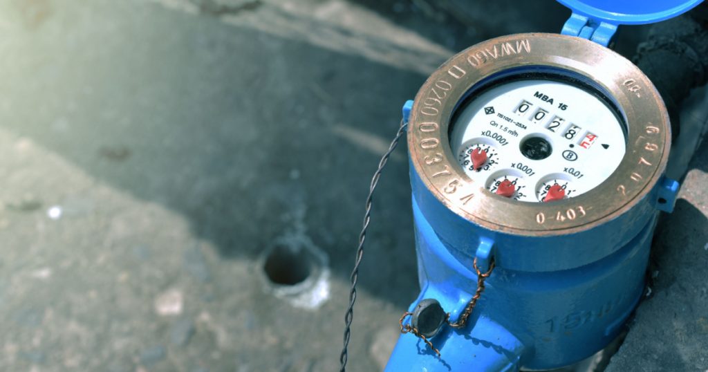Close up water meter blue color in thailand.
