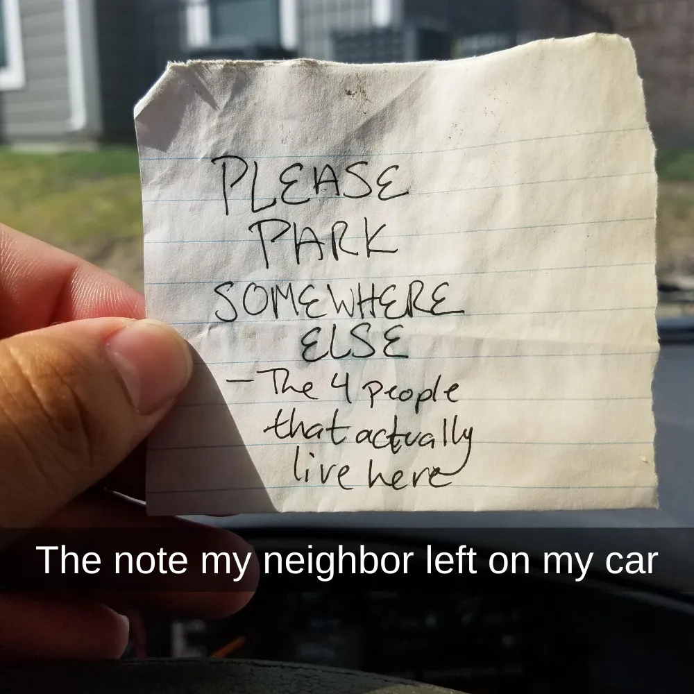 awful neighbor left a rude note on their car