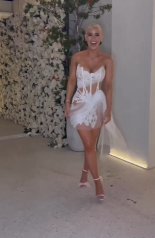 Ellie Gonsalves in her transparent wedding dress