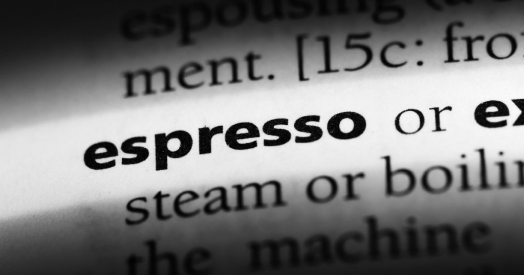 espresso word in a dictionary. espresso concept
