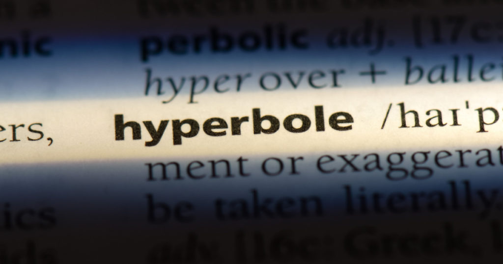 hyperbole word in a dictionary. hyperbole concept.
