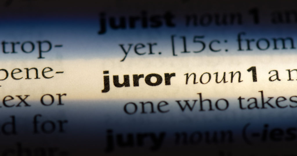 juror word in a dictionary. juror concept.
