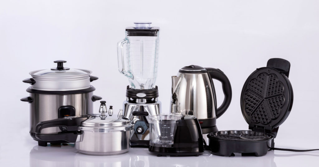 Small modern kitchen appliances - Isolated on neutral background
