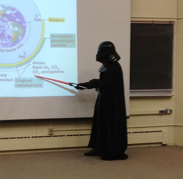 Teacher dressed up as Darth Vader