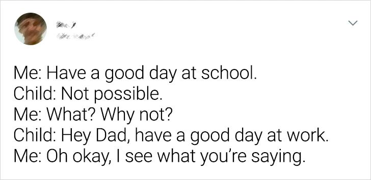 Child compares school day to work day