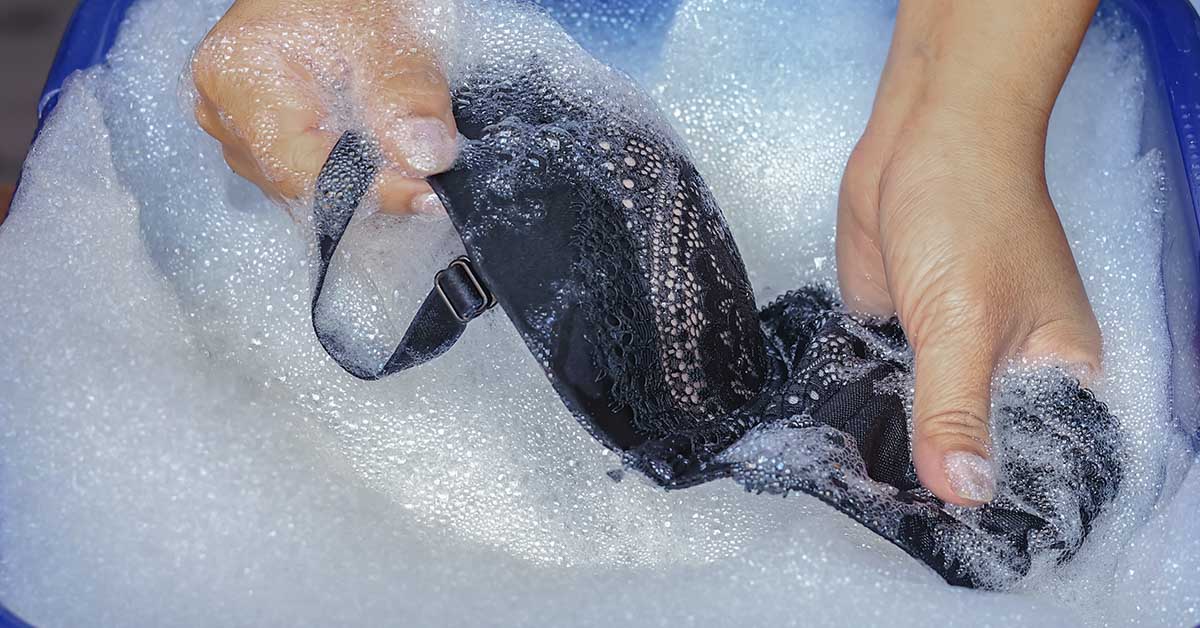 hand washing a bra
