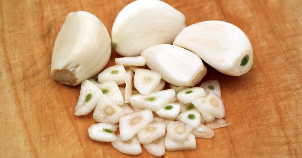 Garlic heap close up
