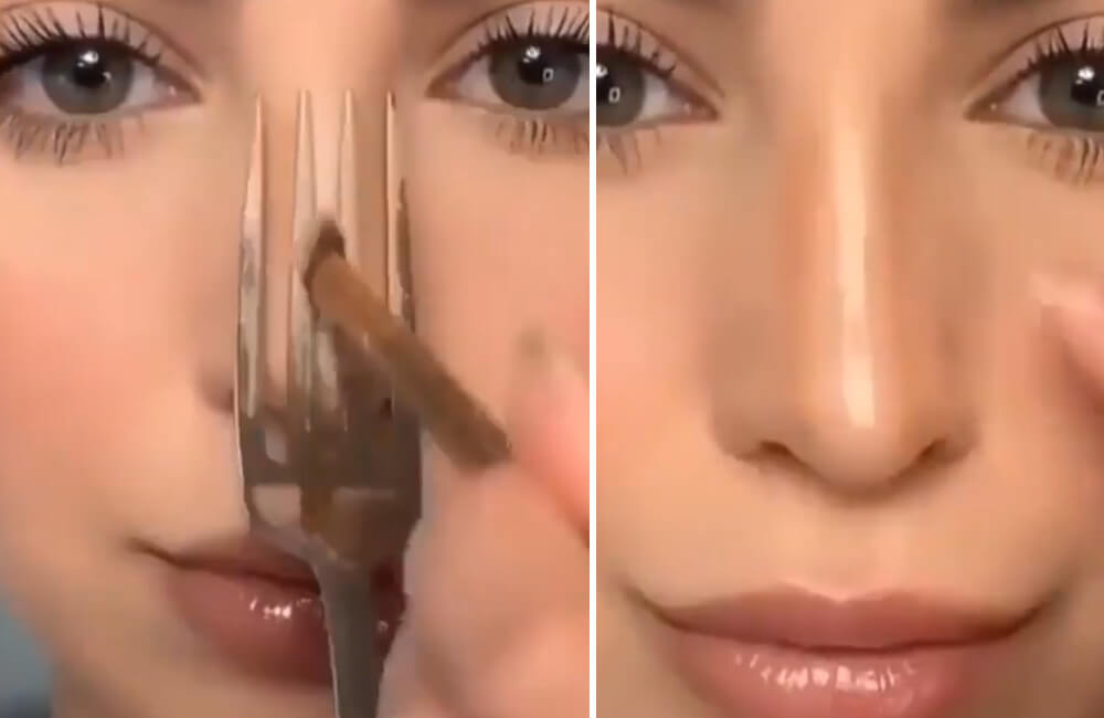 When it comes to contouring, utilizing a fork—typically found in most kitchens—offers a cost-free beauty hack solution.