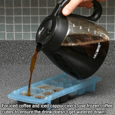 For iced coffee lovers who dislike diluted drinks, craft coffee ice cubes with this cool life hack to maintain the strength of your beverage.