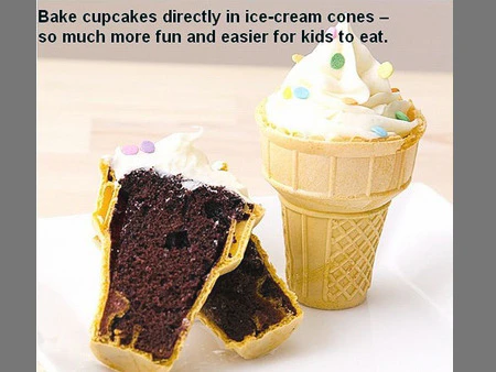 Make cupcake eating easier for kids and ideal for parties with this cool life hack. Bake cupcakes in ice cream cones instead of liners.