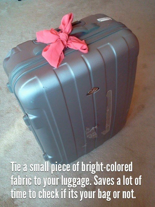 Tie a small, brightly colored ribbon to your luggage to make it easily recognizable and save time.
