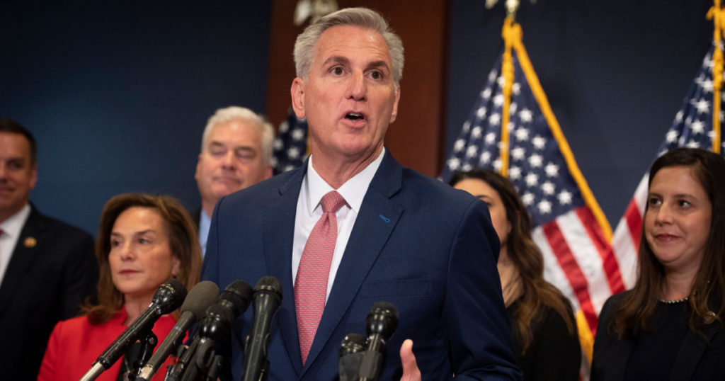 Washington, DC - US - Nov 15, 2022: US House Republican Leader Kevin McCarthy (R-CA) speaks with reporters about the GOP conference's leadership elections. Credit: Cliff Owen - CNP