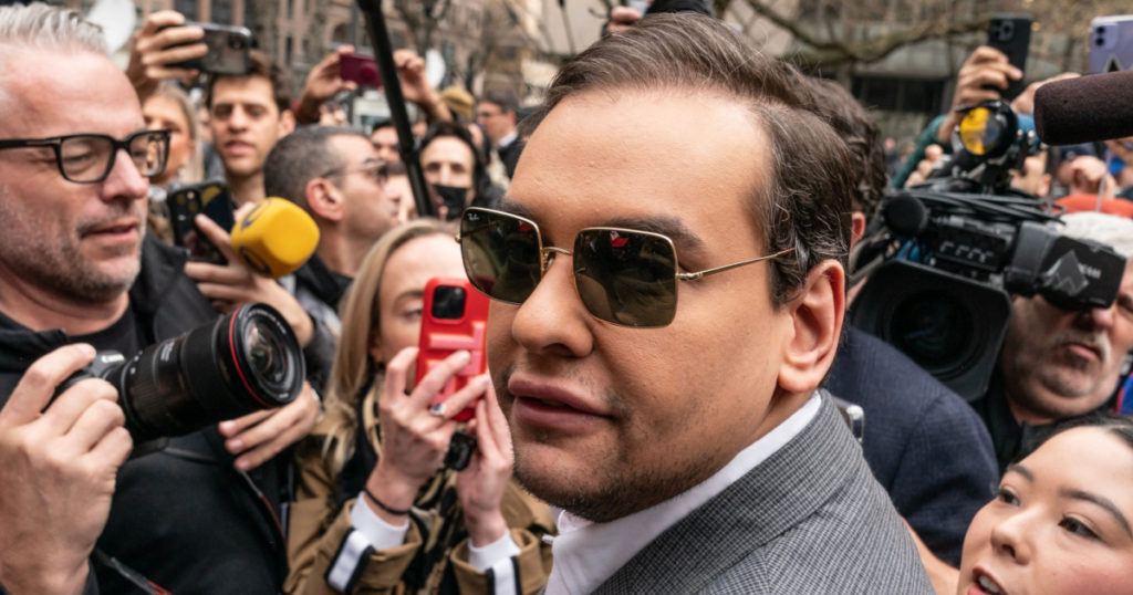 Congressman George Santos attends pro-Trump supporters rally at New York criminal court on April 4, 2023 during appearance by Former President Donald Trump Jr.