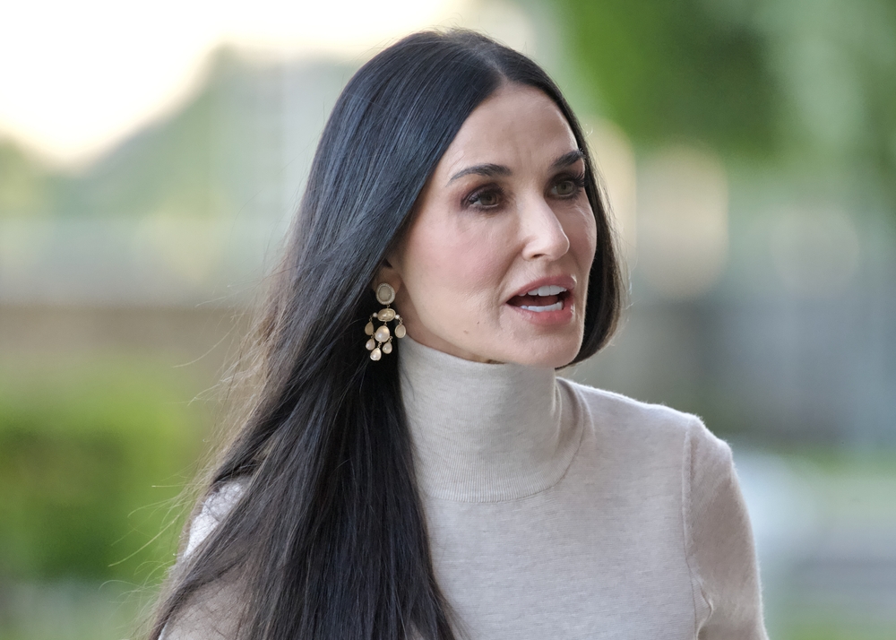 STOCKHOLM, SWEDEN - JUNE 11, 2023: Demi Moore before entering the Max Mara fashion show in Stockholm City Hall.