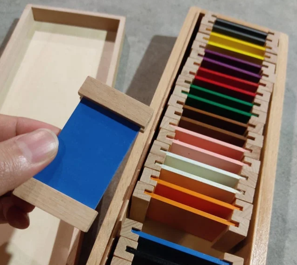 Colorful slats in a Wooden Box