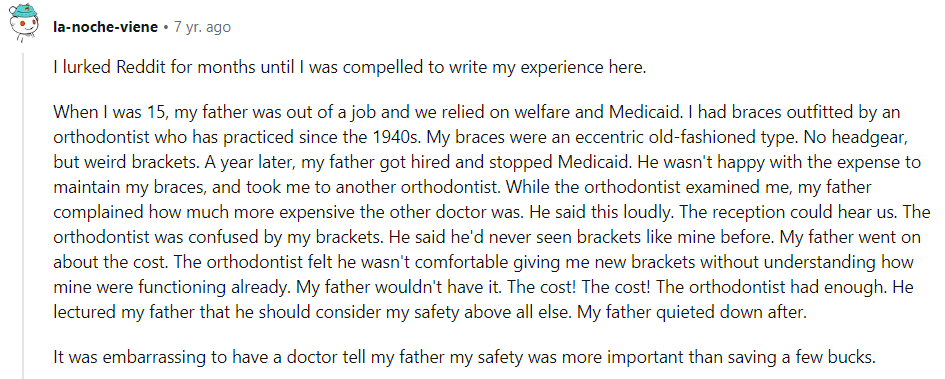 Outdated braces - the sign of a cheap parent for sure
