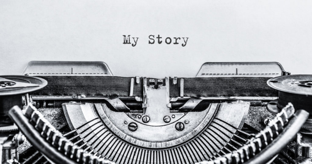 My Story typed words on a vintage typewriter. Close up.