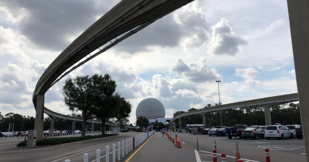 Orlando, Florida: December 4, 2017: Epcot Center and Monorail at the Epcot Theme Park.